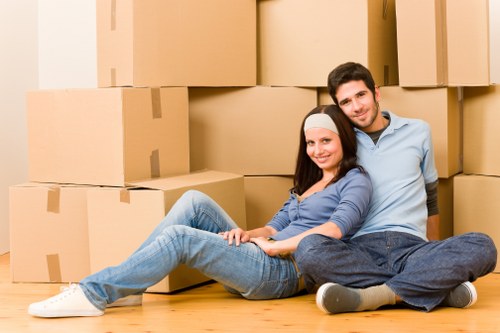 Packed moving boxes ready for a Neasden flat relocation
